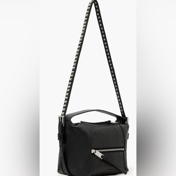 All Saints Handbags - All Saints Studded Black Leather Shoulder Bag
